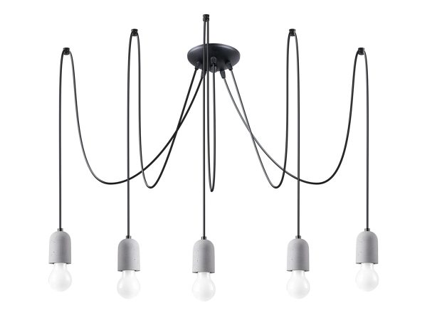 Żyrandol wiszący z okrągłymi żarówkami na białym tle