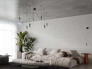 Miniaturka 8 - Aranżacja salonu z oświetleniem spider i szarą sofą