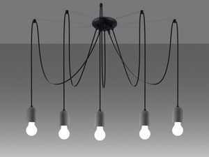 Miniaturka 2 - Żyrandol z czarnymi kablami i białymi żarówkami LED