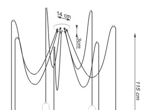 Miniaturka 9 - Schemat wymiarów dla lampy spider z przewodami – wysokość 115 cm