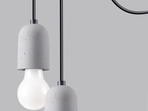 Miniaturka 4 - Lampa betonowa LED z dwoma oprawkami i zwisającym kablem