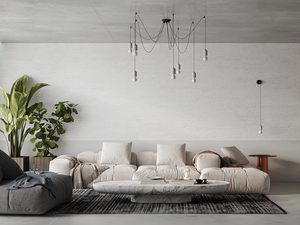 Miniaturka 5 - Oświetlenie typu pająk z kilkoma przewodami nad sofą