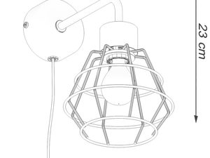 Miniaturka 5 - Rysunek techniczny kinkietu z drucianą oprawą – wysokość 23 cm