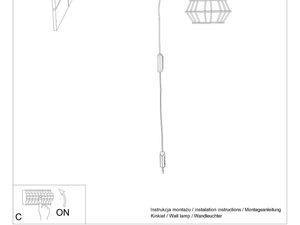 Miniaturka 6 - Schemat montażu kinkietu z kloszem drucianym i przewodem