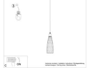 Miniaturka 9 - Rysunek montażowy jednej lampy LED typu drucianego