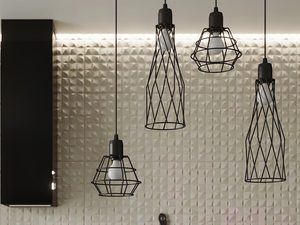 Miniaturka 5 - Zbliżenie na klosz z grubego drutu z mleczną żarówką