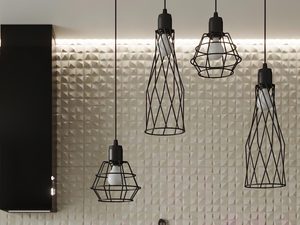 Miniaturka 6 - Zbliżenie na górny pierścień klosza lampy drucianej