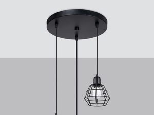 Miniaturka 2 - Trzy druciane lampy wiszące z czarnymi oprawami na szarym tle