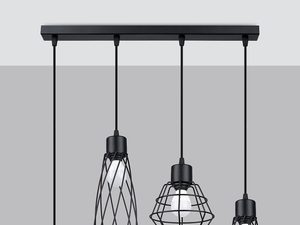 Miniaturka 1 - Cztery czarne druciane wiszące lampy