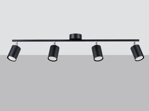 Miniaturka 1 - Czarny elegancki plafon z czteroma reflektorami na białym tle
