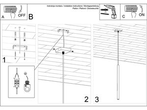 Miniaturka 9 - Rysunek montażowy jednej złotej lampy LED z podsufitką
