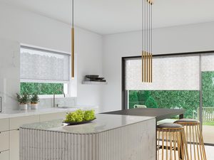 Miniaturka 6 - Kuchnia z trzema złotymi tubami LED nad wyspą