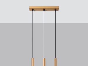 Miniaturka 2 - Wizualizacja lampy LED z trzema złotymi tubami na tle szarym