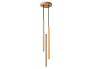 Miniaturka 10 - Lampa wisząca z trzema złotymi tubami LED i okrągłą podsufitką
