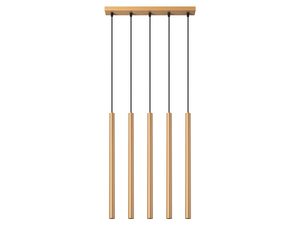 Miniaturka 10 - Lampa LED złota z pięcioma tubami i prostokątną podsufitką