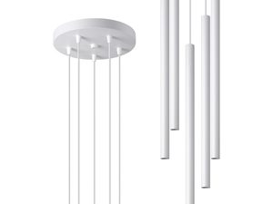 Miniaturka 9 - Kompozycja pięciu białych lamp LED wiszących na podsufitce