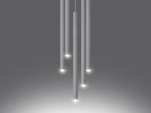 Miniaturka 11 - Pięć białych tub LED z efektem świetlnym zawieszonych w linii