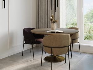 Miniaturka 12 - Jadalnia z czarnymi lampami wiszącymi w układzie wertykalnym