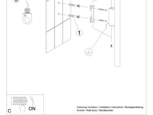 Miniaturka 22 - Rysunek montażowy złotej lampy tubowej do ściany