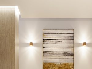 Miniaturka 5 - Nowoczesny korytarz z dwiema złotymi lampami ściennymi LED