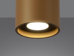 Miniaturka 2 - Złota lampa sufitowa LED w cylindrycznej formie i jasnym świetle