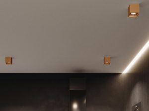 Miniaturka 1 - Ciemne wnętrze z czarnymi lampami LED kostkowymi na suficie