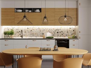 Miniaturka 6 - Kuchnia z trzema lampami wiszącymi w stylu industrialnym