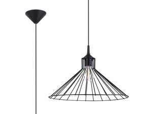 Miniaturka 1 - Czarna lampa sufitowa typu klatka z przewodem i podsufitką