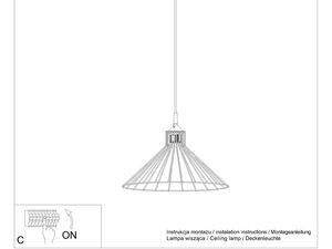 Miniaturka 9 - Rysunek techniczny lampy wiszącej z oznaczeniem montażu