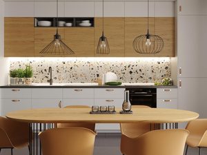 Miniaturka 5 - Nowoczesna jadalnia z trzema lampami wiszącymi z czarnego metalu