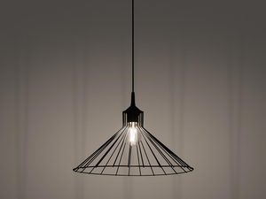 Miniaturka 3 - Lampa wisząca typu klatka na tle ciemnej ściany w stylu loft