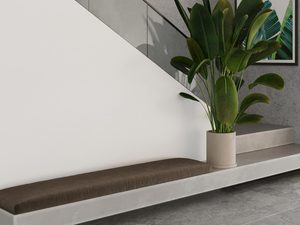 Miniaturka 5 - Czarny kinkiet ścienny LED w aranżacji z szarą ścianą i rośliną