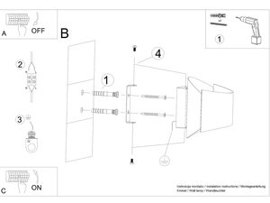 Miniaturka 15 - Rysunek montażowy kinkietu LED z czarną oprawą