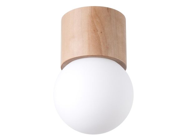 Drewniana oprawa o cylindrycznej formie z kulistym kloszem