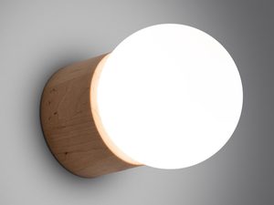 Miniaturka 2 - Drewniana lampka ścienna z kulą LED w stylu eko