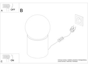 Miniaturka 8 - Rysunek montażu lampki z kulą LED i wtyczką