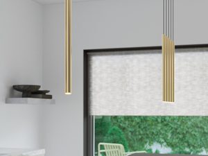 Miniaturka 5 - Lampy wiszące LED w kuchni z czarno-złotym kontrastem