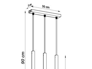 Miniaturka 8 - Schemat techniczny z wymiarami dla lamp wiszących LED