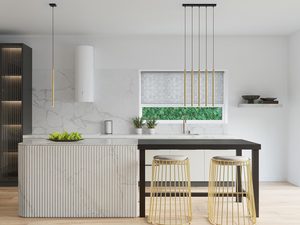 Miniaturka 6 - Aranżacja kuchni z lampą LED tubową w kolorze złotym