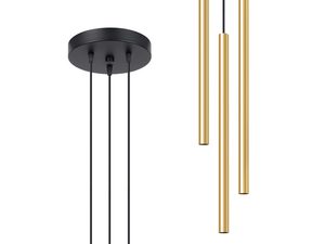 Miniaturka 1 - Lampa LED wisząca na czarnej podsufitce z tubami złotymi