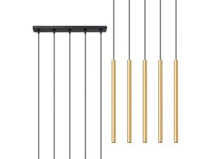 Miniaturka 1 - Złote lampy tubowe LED zawieszone na czarnej podsufitce