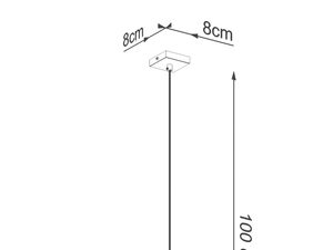 Miniaturka 8 - Techniczny rysunek lampy tuba 30 cm – długość zawiesia 100 cm