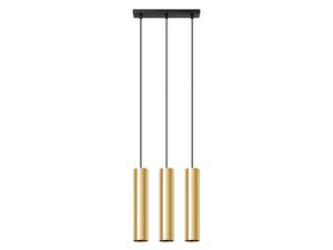 Miniaturka 10 - Potrójna lampa wisząca ze złotymi tubami, styl glamour
