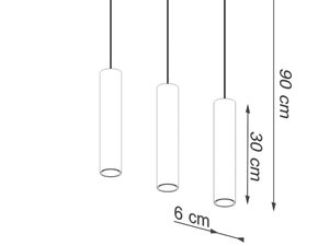 Miniaturka 8 - Rysunek techniczny lampy potrójnej – długość 90 cm