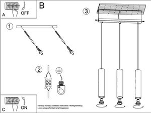 Miniaturka 9 - Instrukcja montażu potrójnej lampy wiszącej z tubami