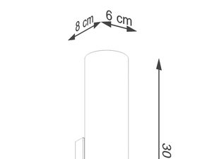 Miniaturka 8 - Wymiar techniczny lampy ściennej LED – długość 30 cm