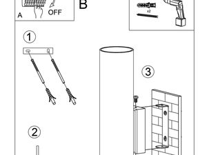 Miniaturka 7 - Rysunek montażowy złotej lampy ściennej typu tuba