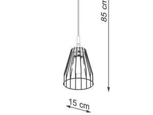 Miniaturka 8 - Rysunek wymiarowy lampy z drucianym kloszem, wysokość 85 cm