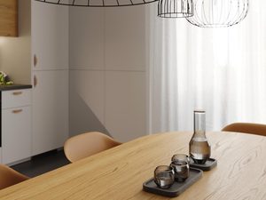 Miniaturka 6 - Zbliżenie na lampę wiszącą z metalowym abażurem w stylu loft