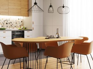 Miniaturka 7 - Aranżacja jadalni z lampami drucianymi nad stołem